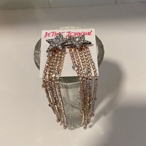 Betsey Johnson Gold Star Rhinestone Earrings NWT
